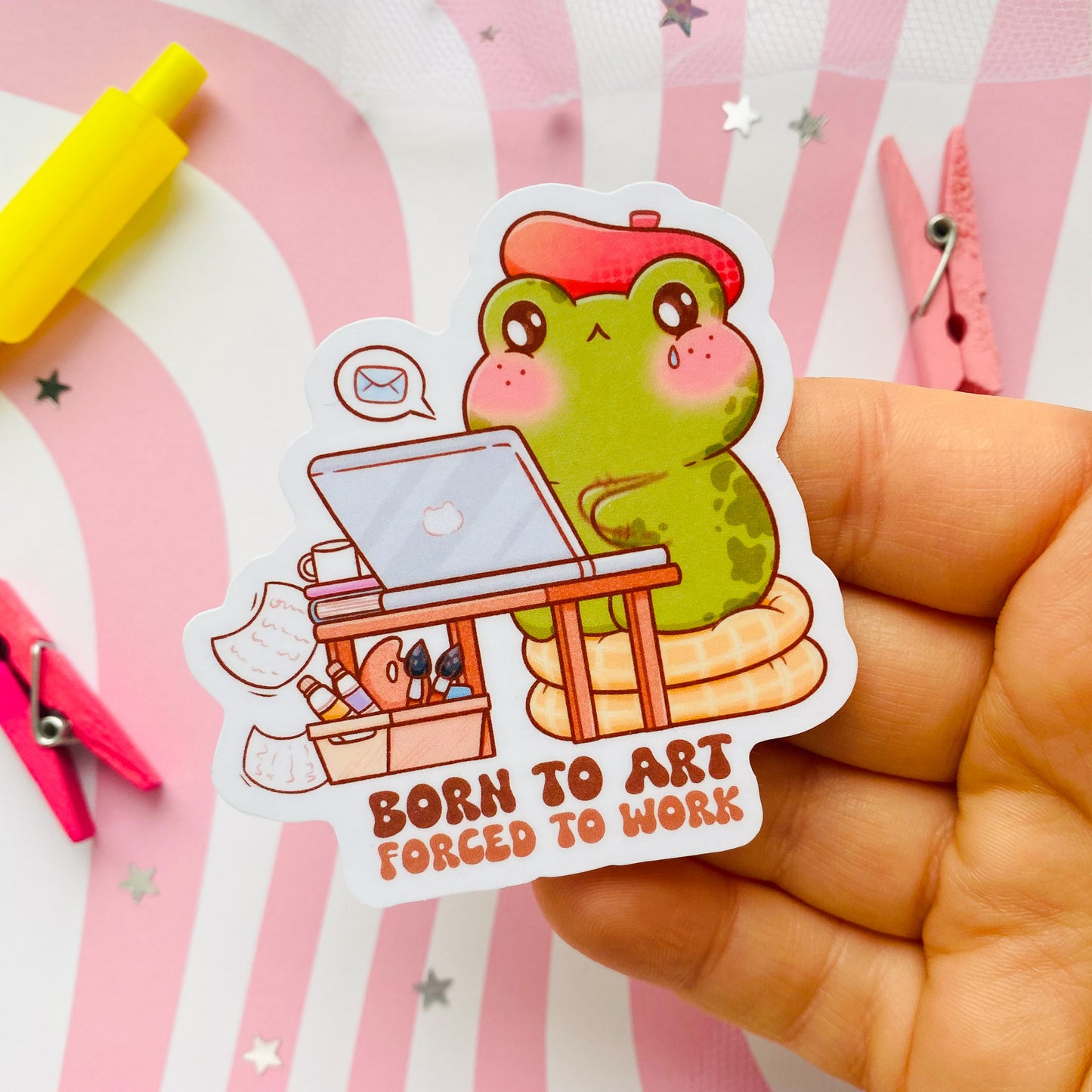 Born to Art Forced to Work Sticker