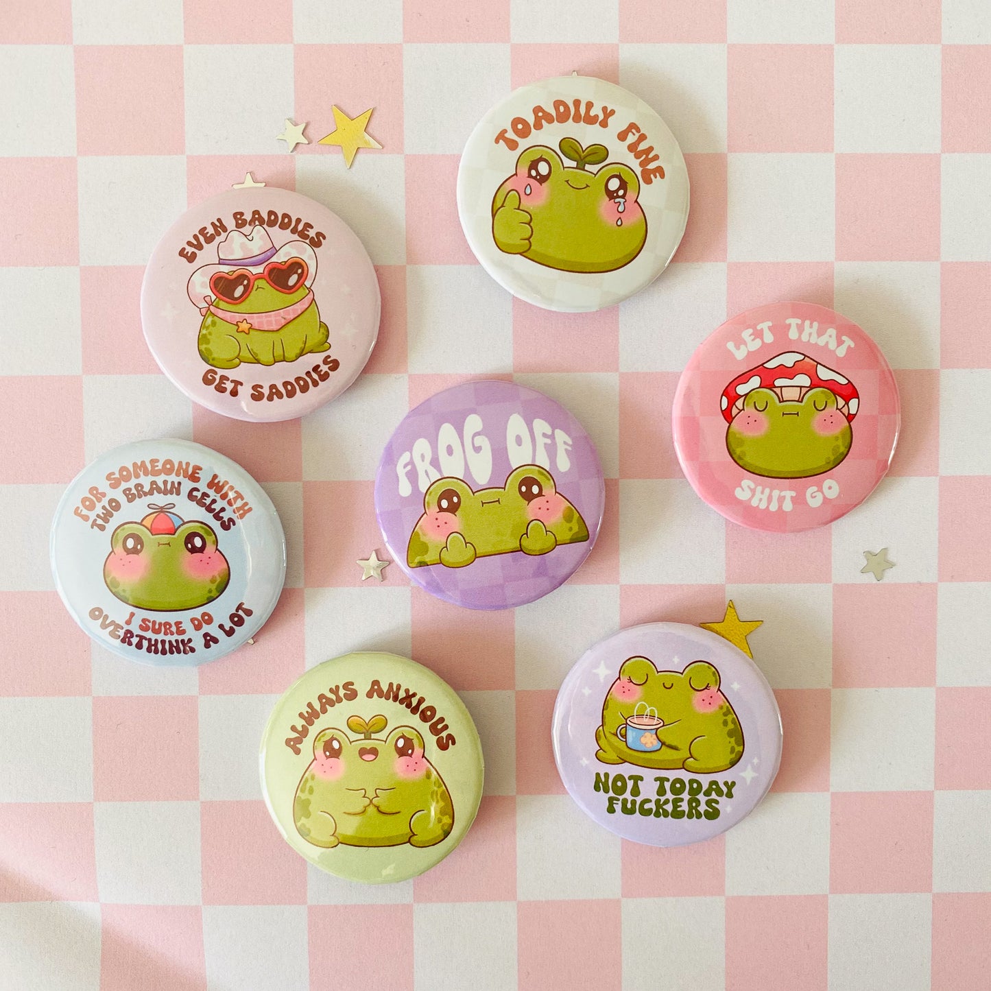 Baddies Get Saddies Cowboy Frog Button Pin
