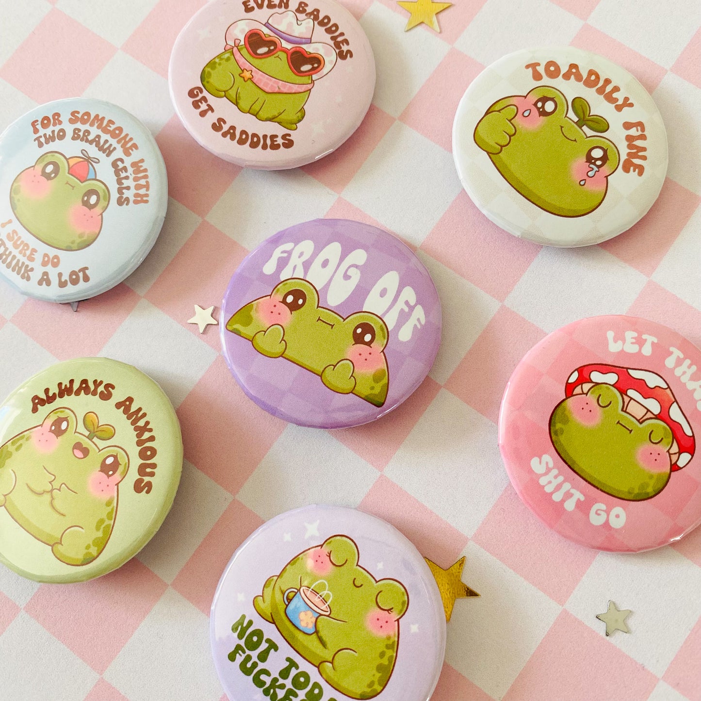 Baddies Get Saddies Cowboy Frog Button Pin