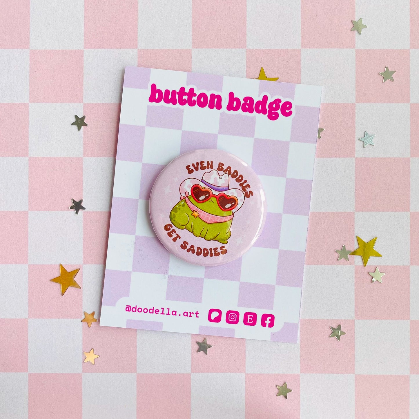Baddies Get Saddies Cowboy Frog Button Pin