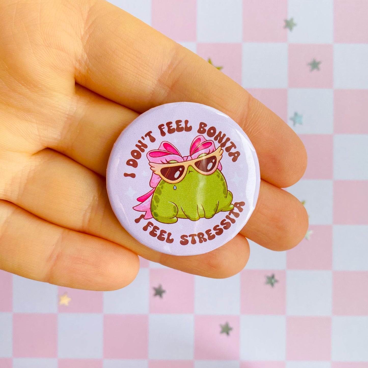 Bonita Stressita Frog Button Pin