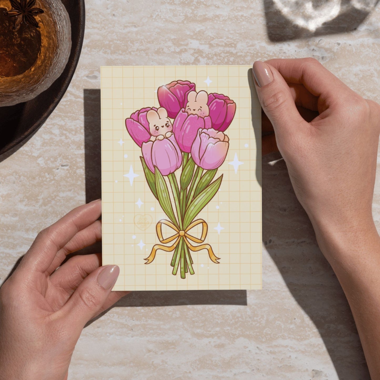 Spring Tulips with Bunnies Art Print - March 2024
