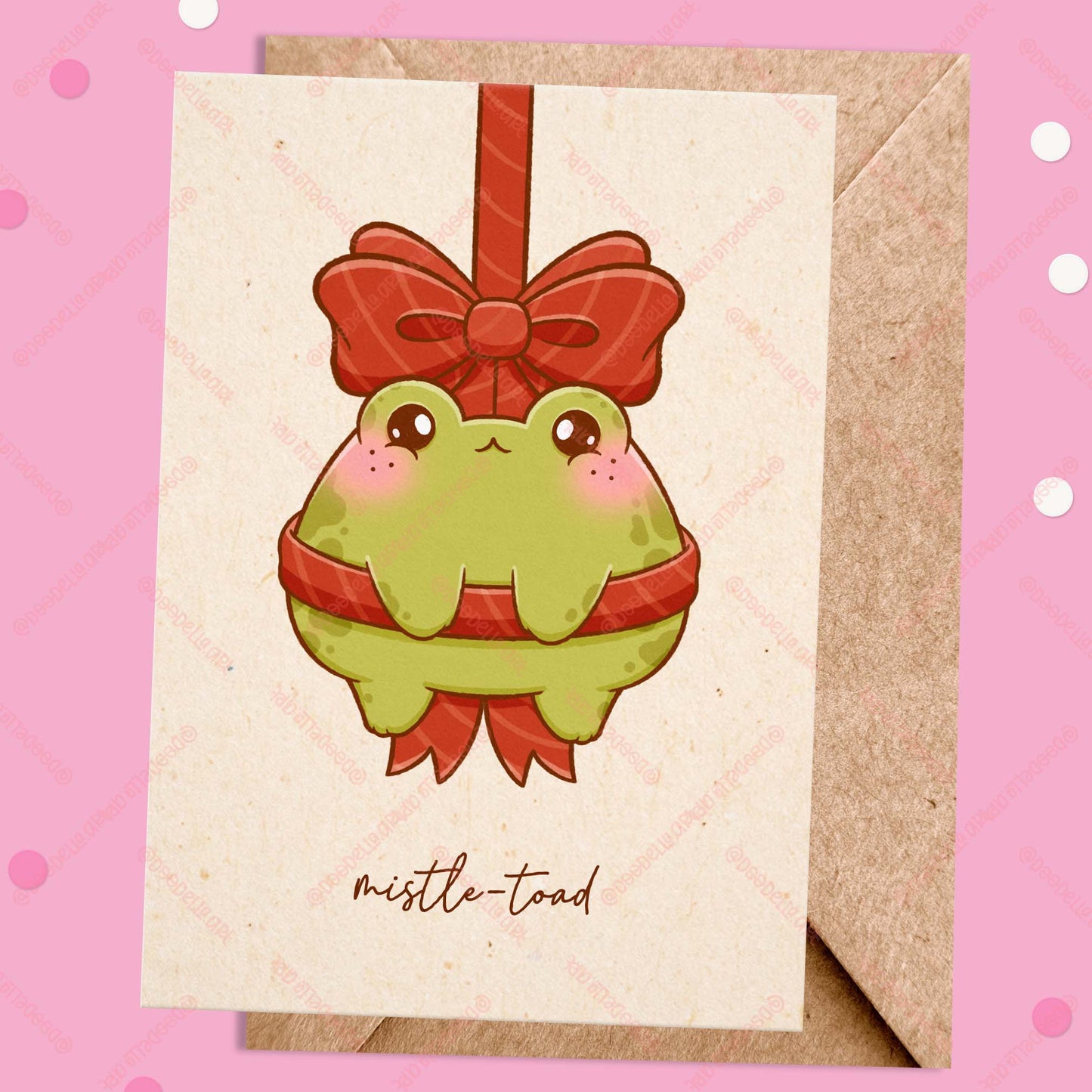 Mistle-toad Christmas Froggy Greeting Card