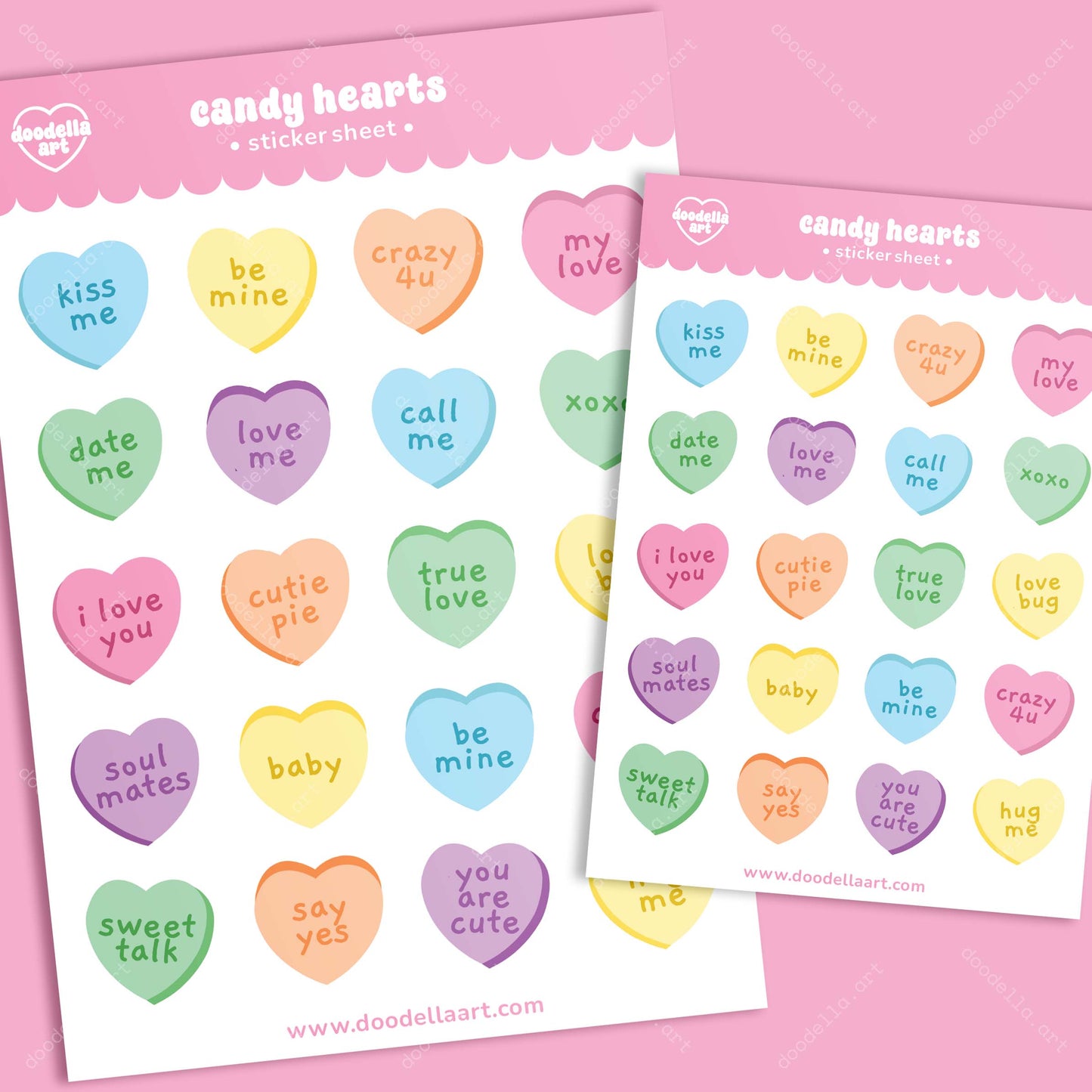 Valentine Candy Hearts Sticker Sheet