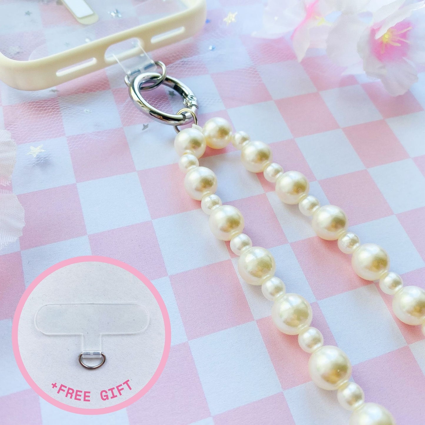 Beaded Pearl Phone Wristlet + Free Gift