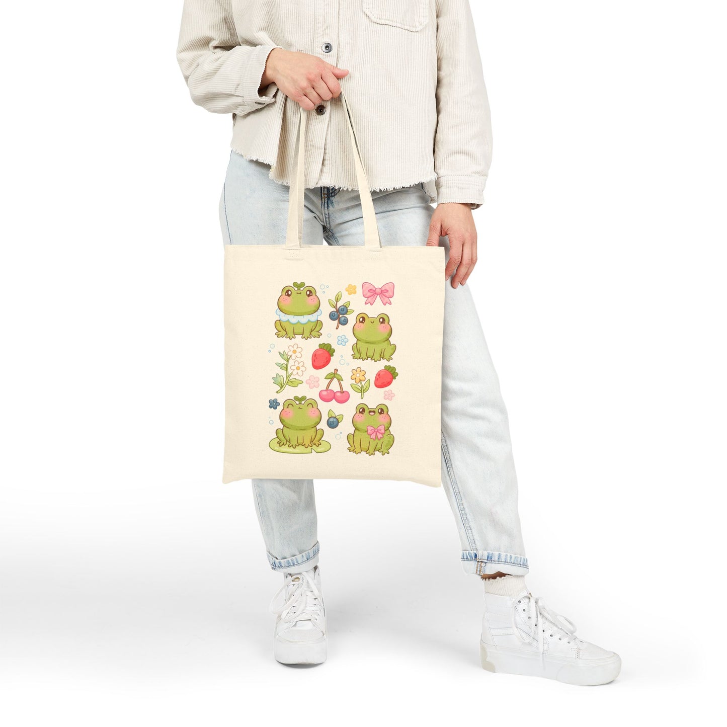 Summer Froggies Cotton Canvas Tote Bag