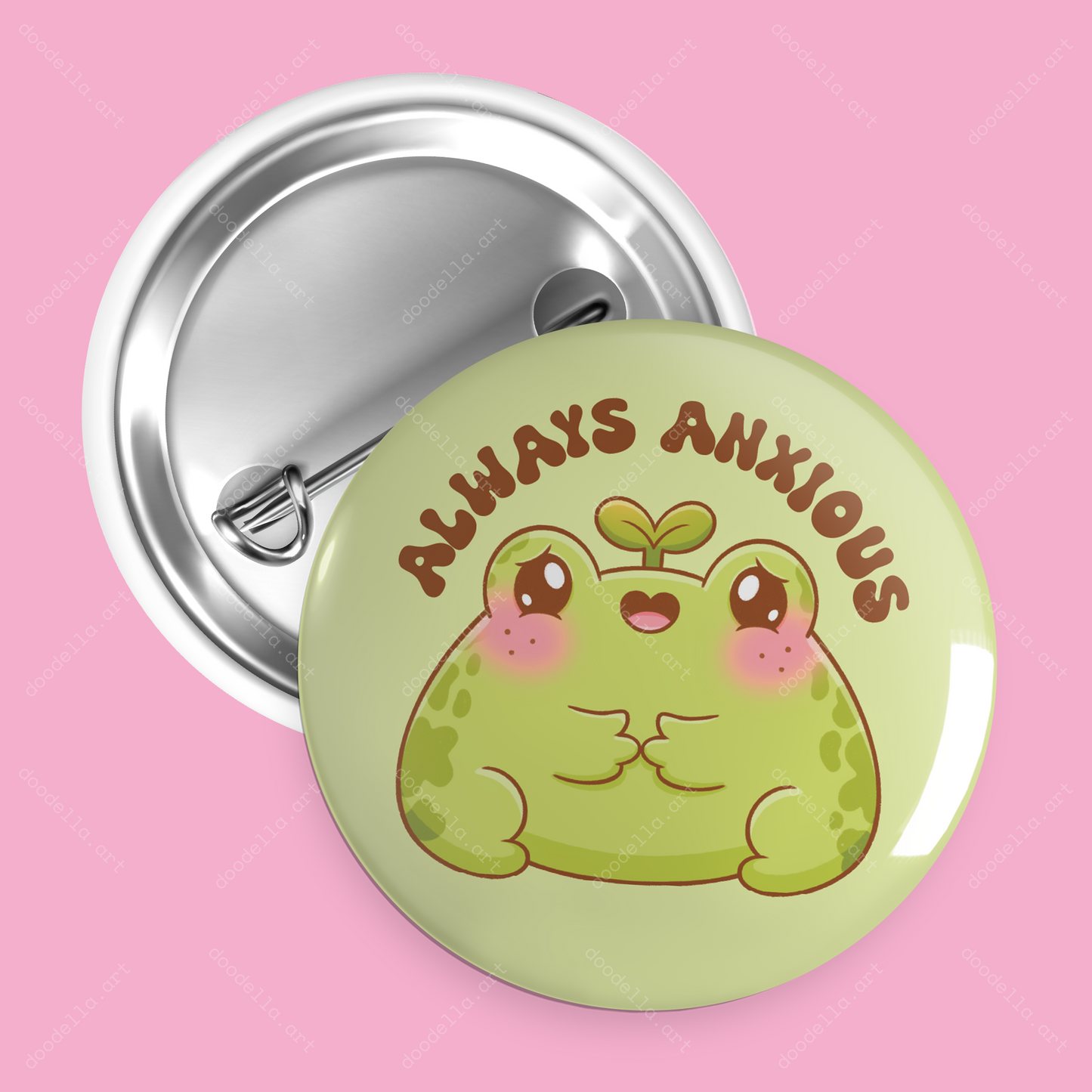 Always Anxious Frog Button Pin