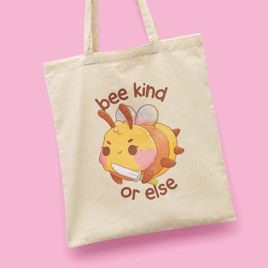 Bee Kind or Else Canva Tote Bag