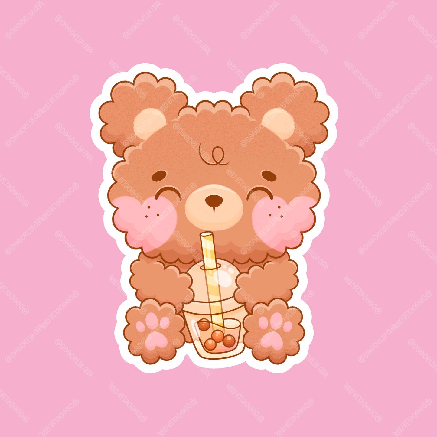 Milk Boba Tea Teddy Bear Sticker