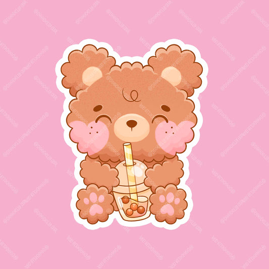 Milk Boba Tea Teddy Bear Sticker