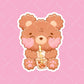 Milk Boba Tea Teddy Bear Sticker