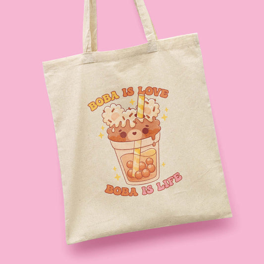 Boba is Love Boba is Life Canva Tote Bag