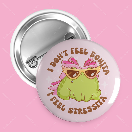 Bonita Stressita Frog Button Pin