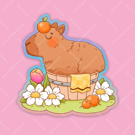 Capybara Hot Tub Sticker