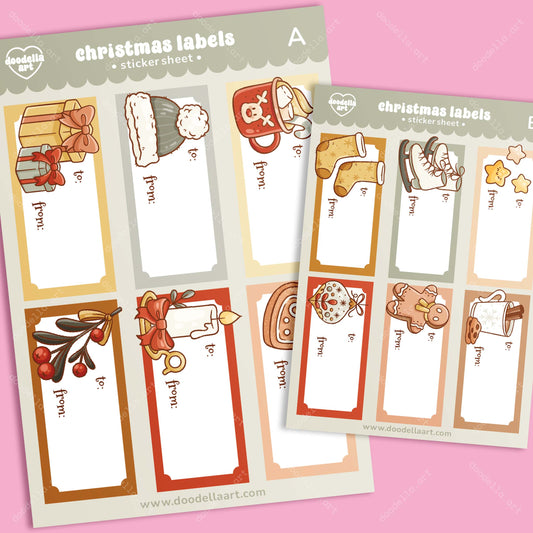 Christmas Present Labels Sticker Sheet, Set 1