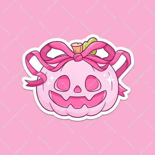 Pink Coquette Pumpkin Sticker