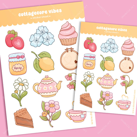 Sweet Treats and Flowers Cottagecore Sticker Sheet
