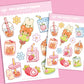 Cute Drinks and Snacks Sticker Sheet