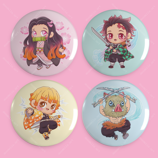 Demon Anime Button Pins