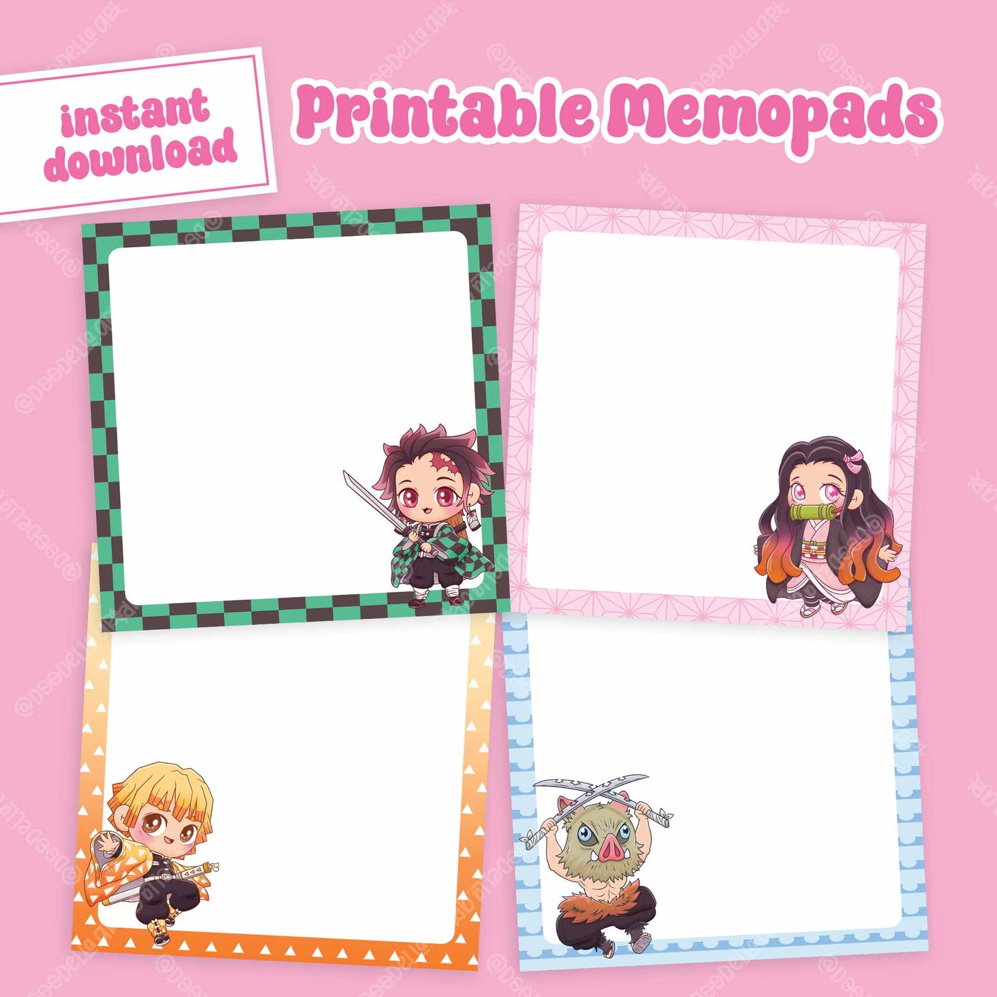 Printable Demon Slayer Memo Pads