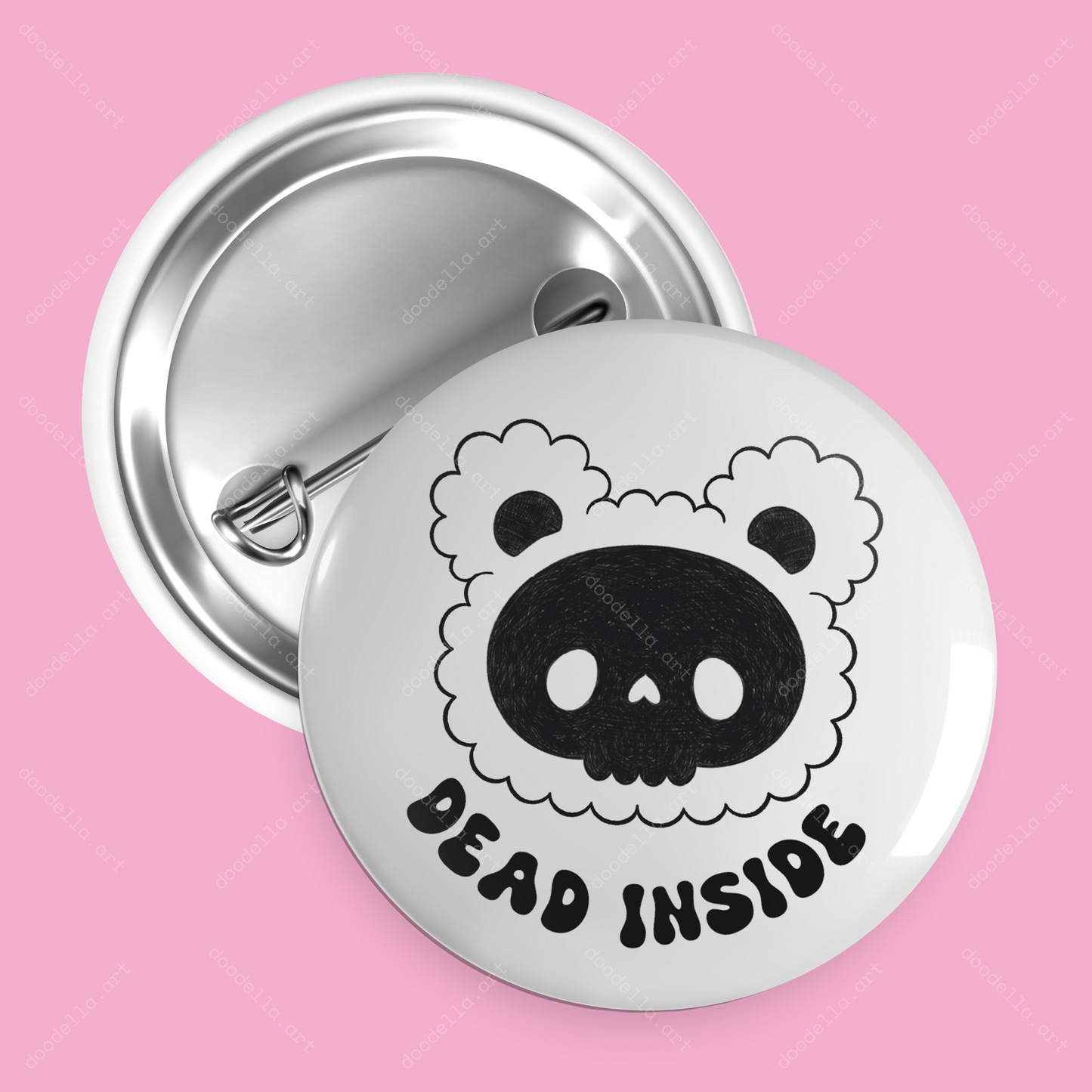 Dead Inside Teddy Skull Button Pin