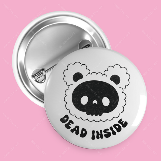 Dead Inside Teddy Skull Button Pin