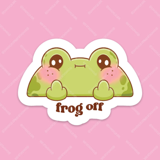 Frog Off Frog Flipping the Bird Sticker