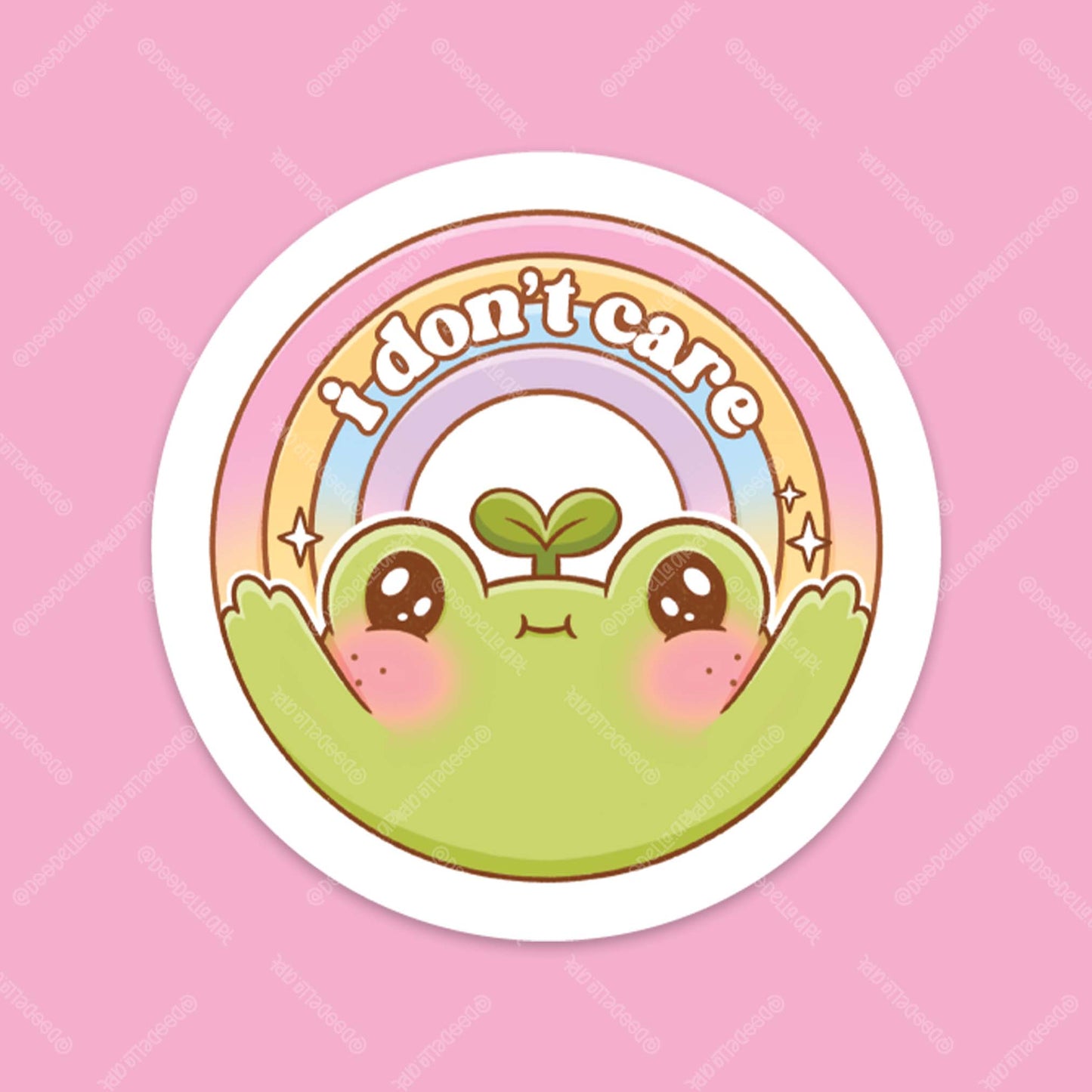 I Don't Care Frog Rainbow Sticker