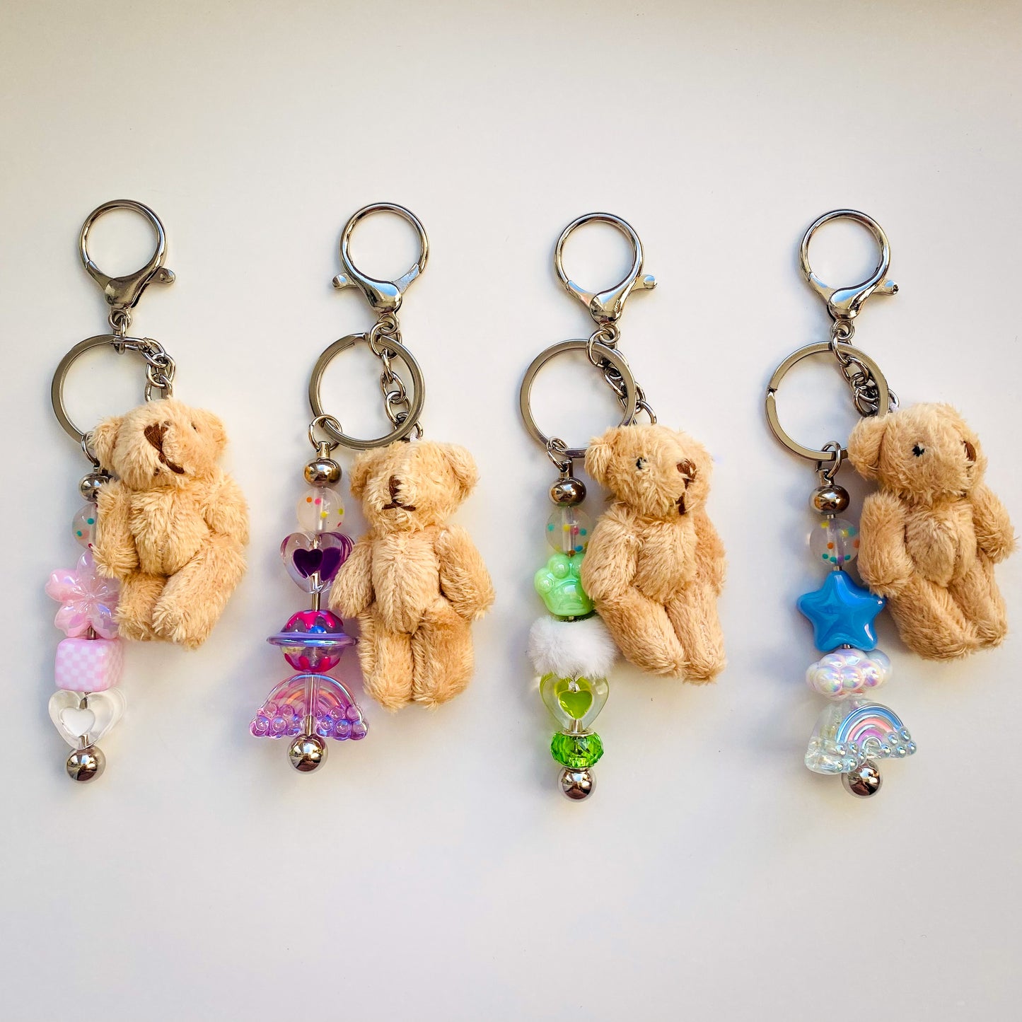 Mini Teddy Bear Beaded Fidget Keychains