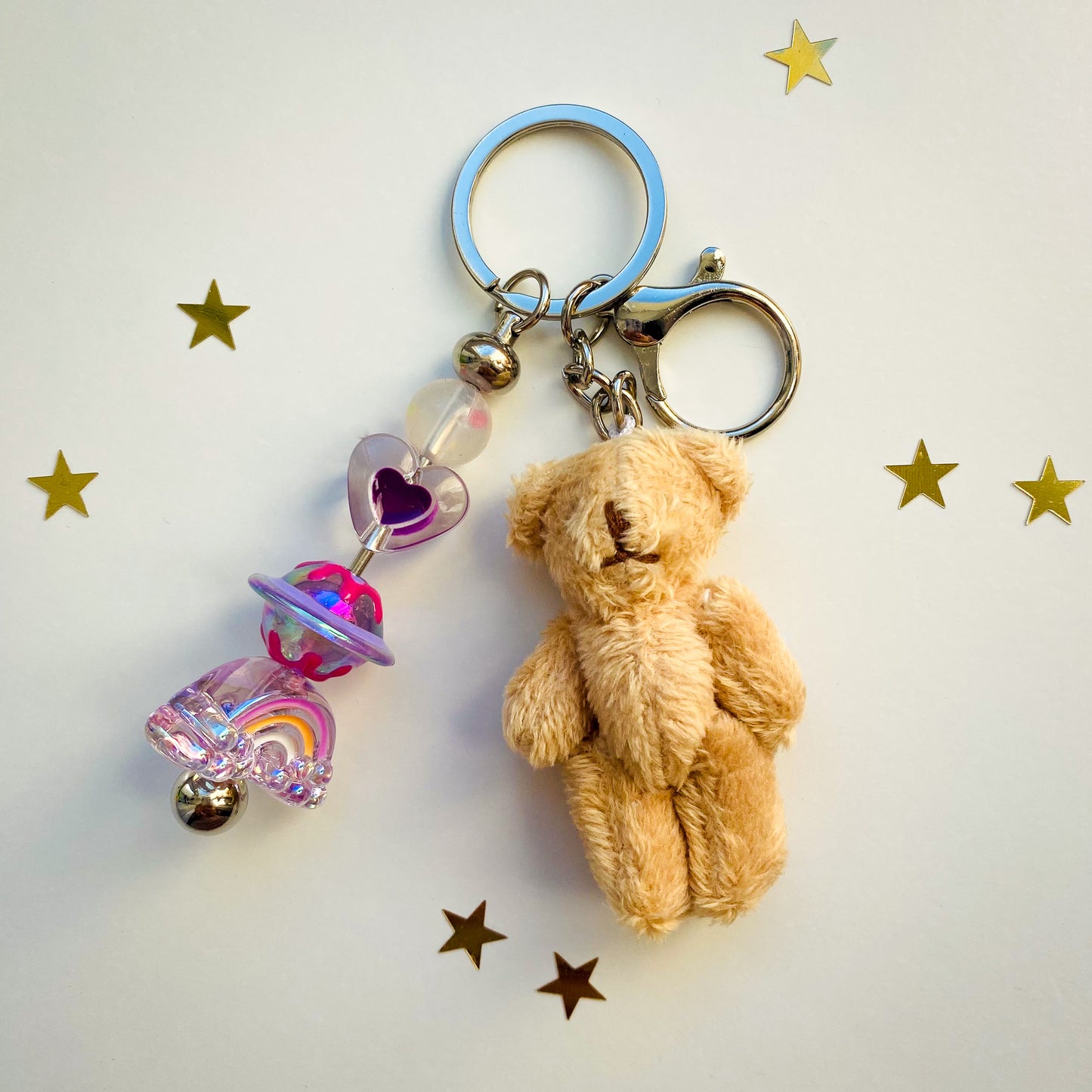 Mini Teddy Bear Beaded Fidget Keychains