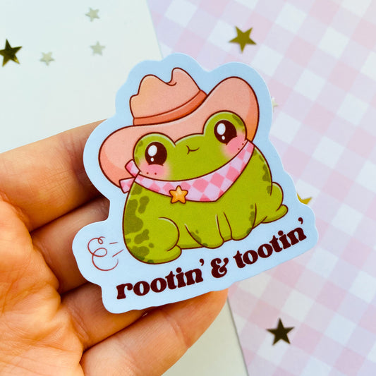 Rootin & Tootin Cowboy Frog Sticker