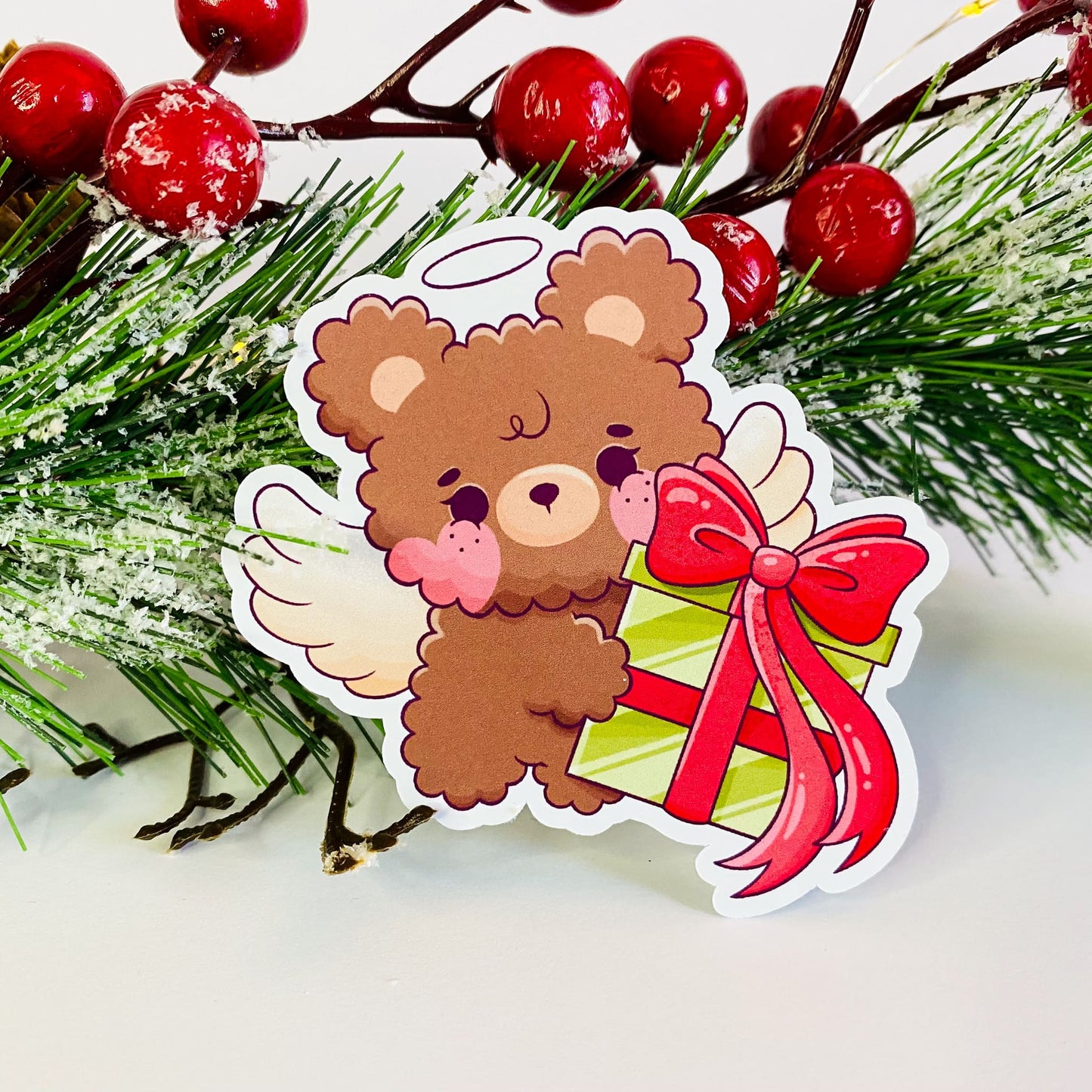 Christmas Teddy Bear, Candycane Bee, Deer with Star, Hot Chocolate Sticker