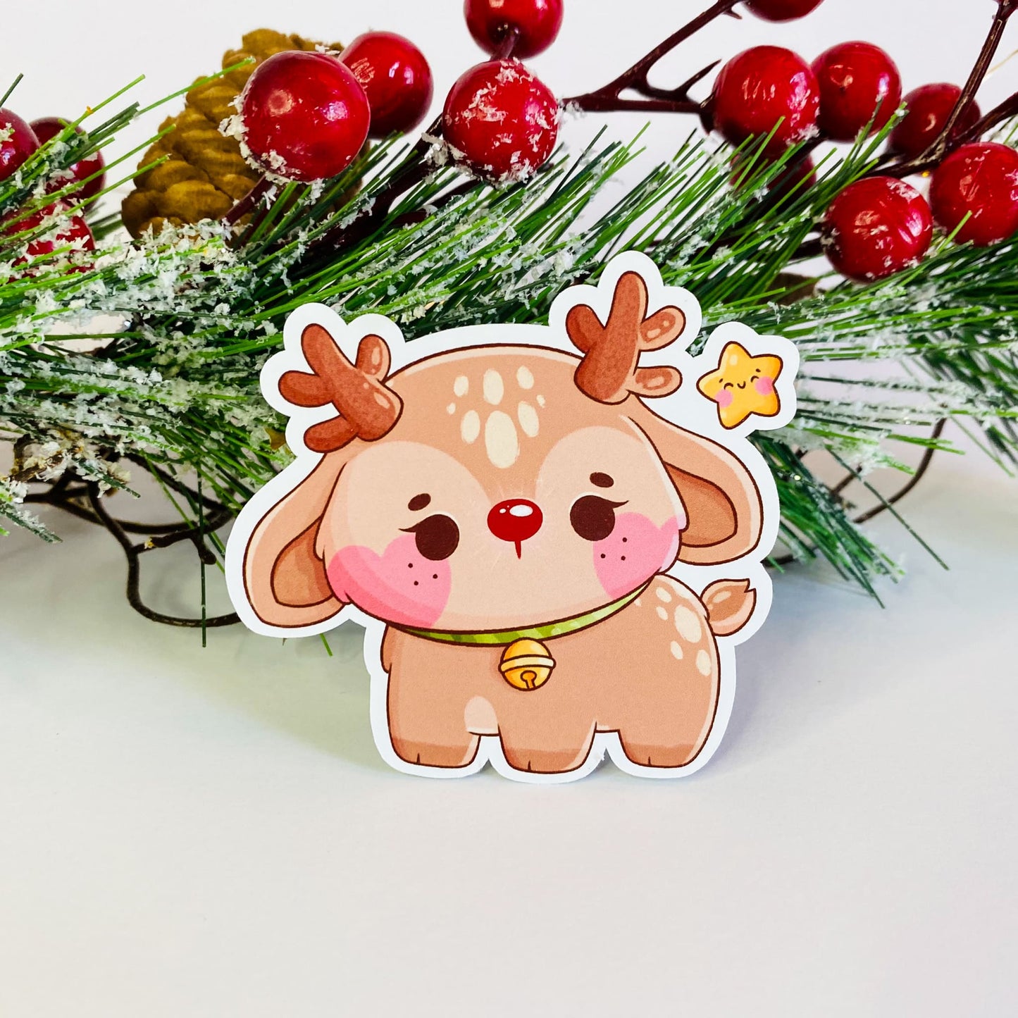 Christmas Teddy Bear, Candycane Bee, Deer with Star, Hot Chocolate Sticker