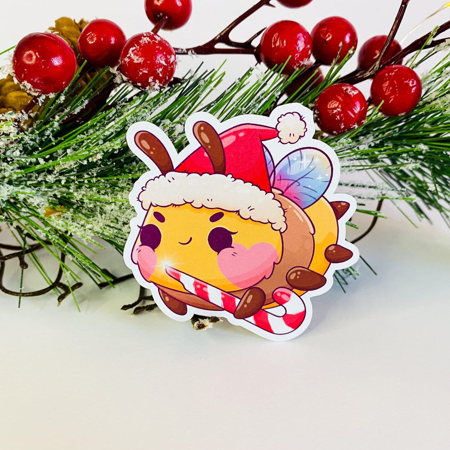 Christmas Teddy Bear, Candycane Bee, Deer with Star, Hot Chocolate Sticker