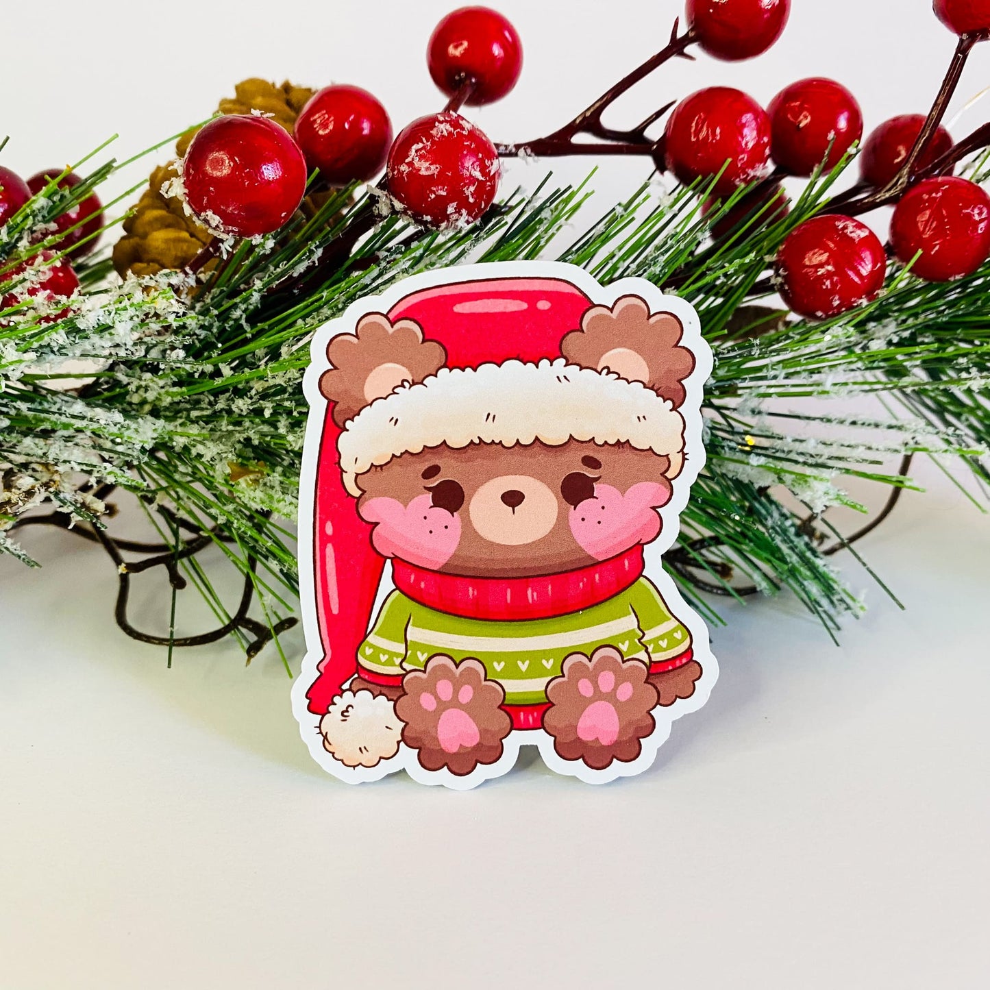 Christmas Gingerbread House, Frogin Hat, Mistletoe Cow, Teddy Bear in Hat Sticker