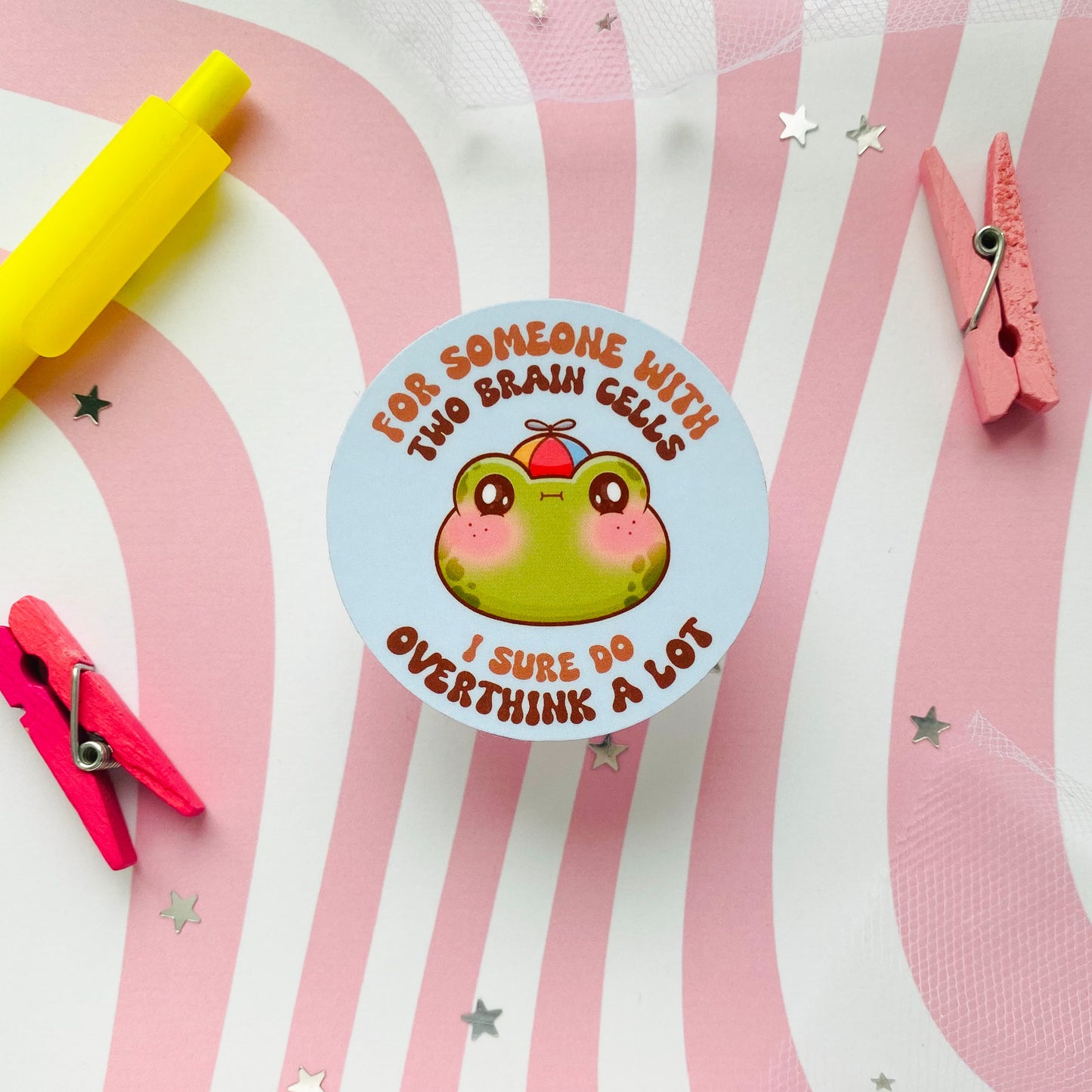 Two Brain Cell Overthinker Sticker