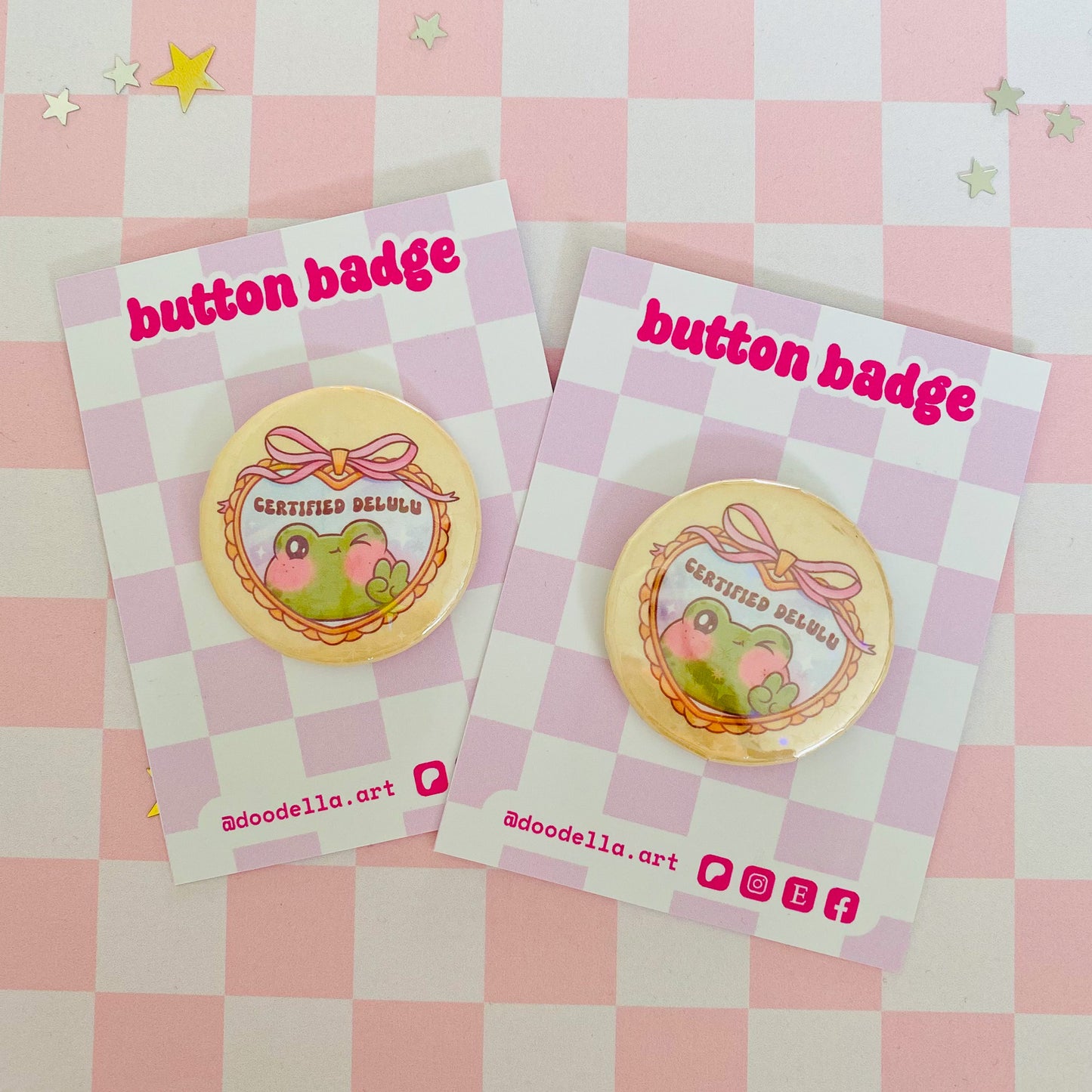 Certified Delulu Frog Button Pin