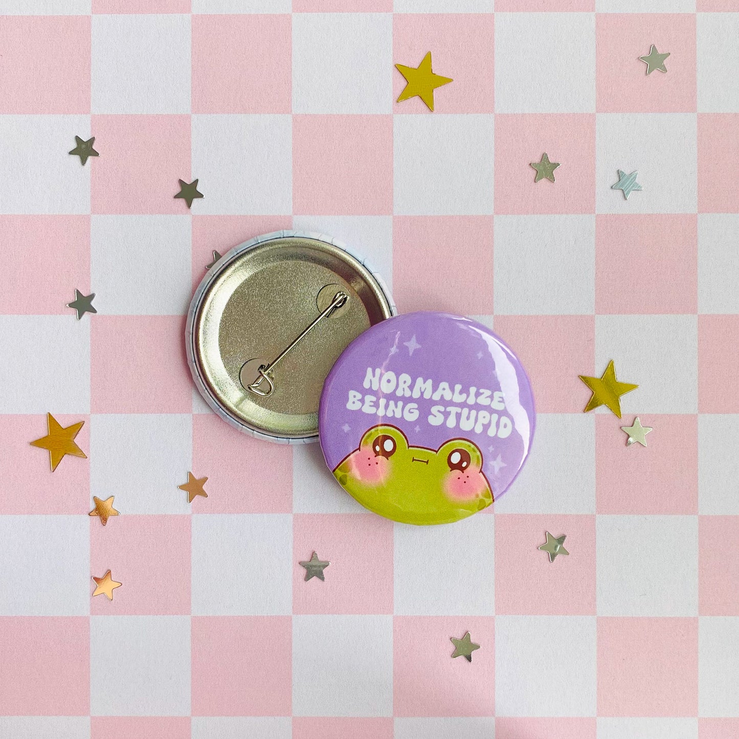 Normalize Being Stupid Frog Button Pin