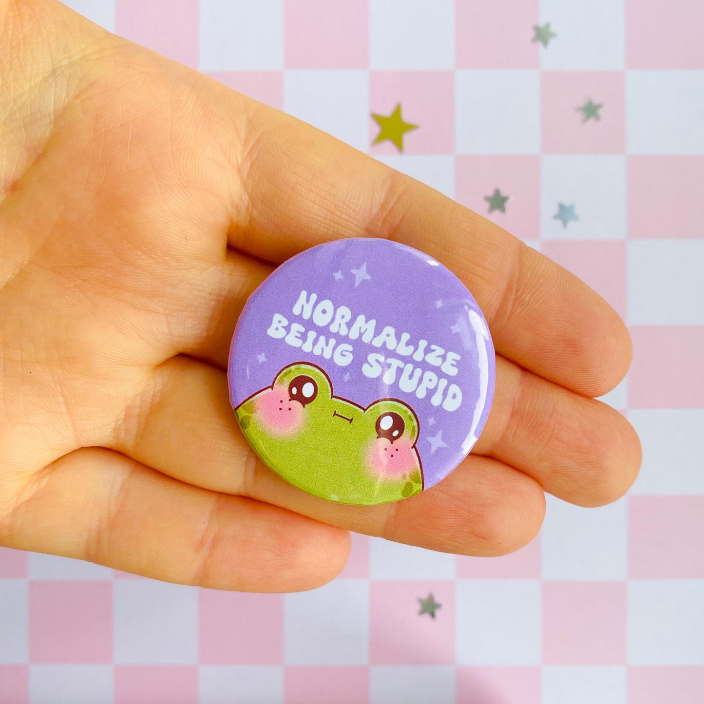 Normalize Being Stupid Frog Button Pin