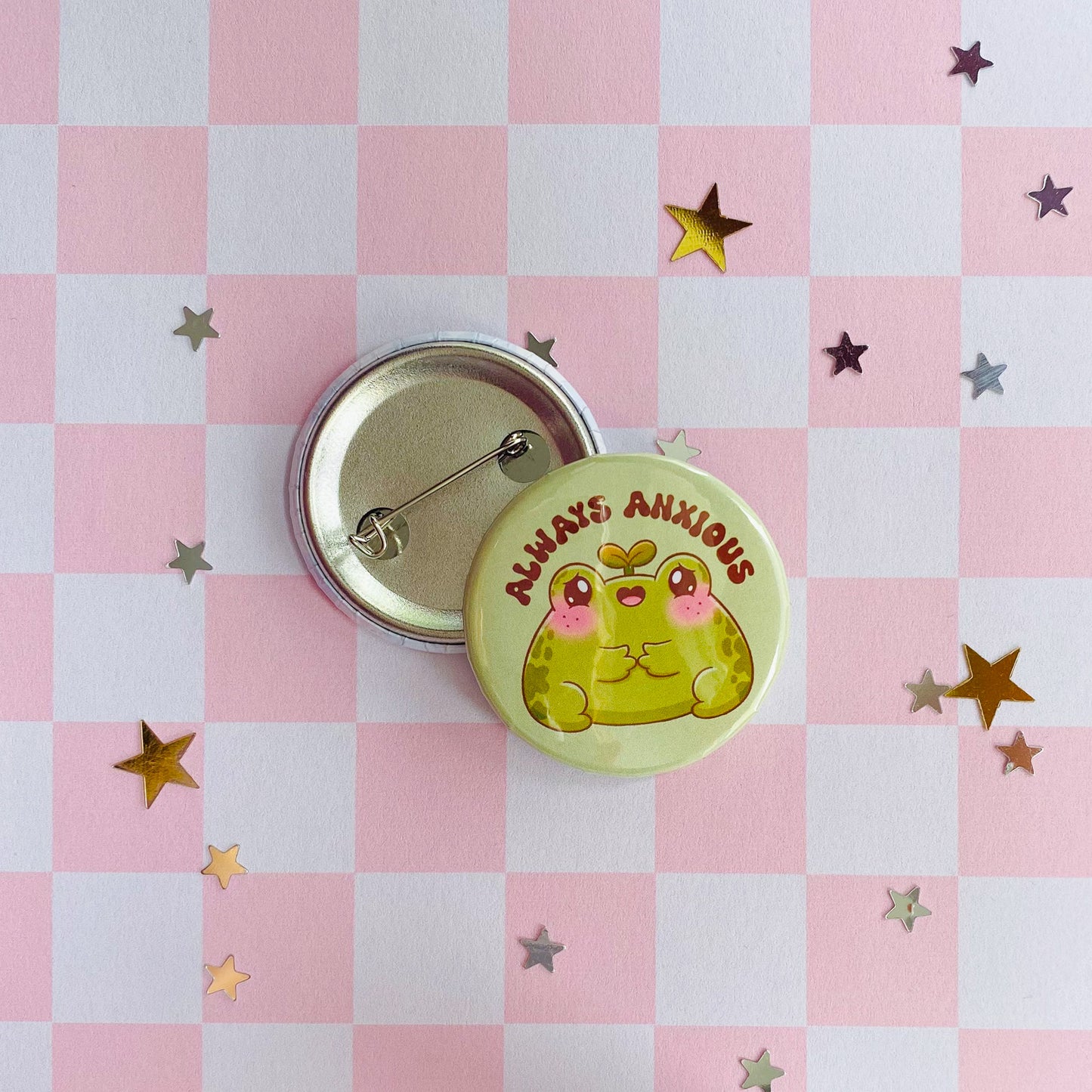 Always Anxious Frog Button Pin