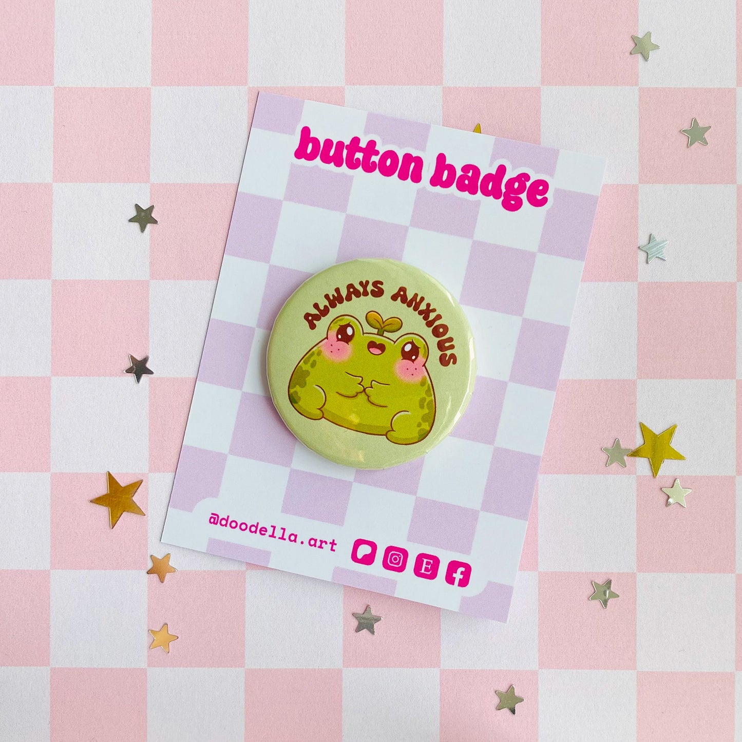 Always Anxious Frog Button Pin