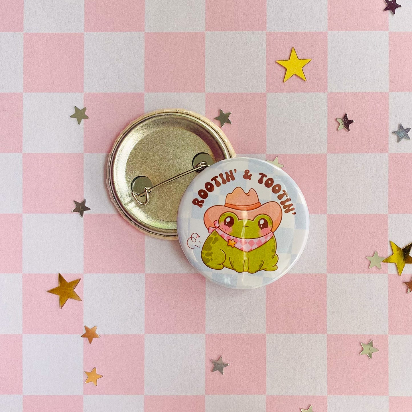 Rootin n Tootin Cowboy Frog Button Pin
