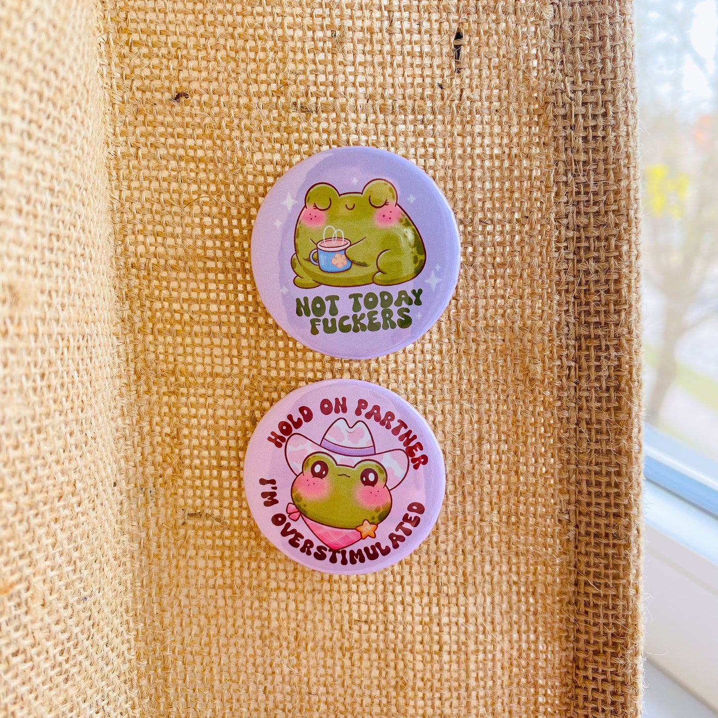 Overthinker Frog Button Pin