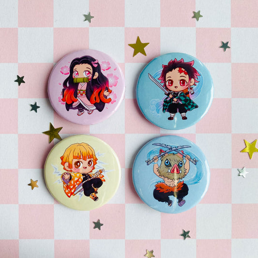 Demon Anime Button Pins