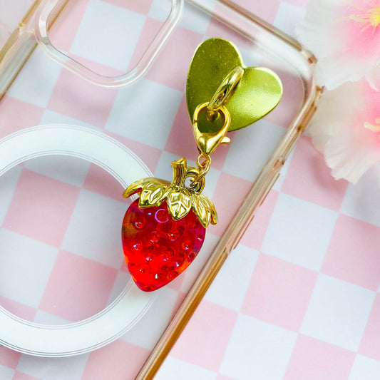 Chunky Strawberry Charm with Phone Hook