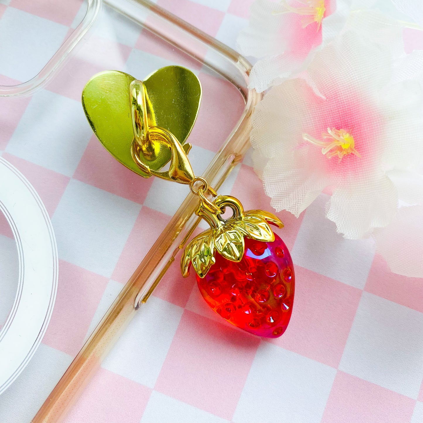 Chunky Strawberry Charm with Phone Hook