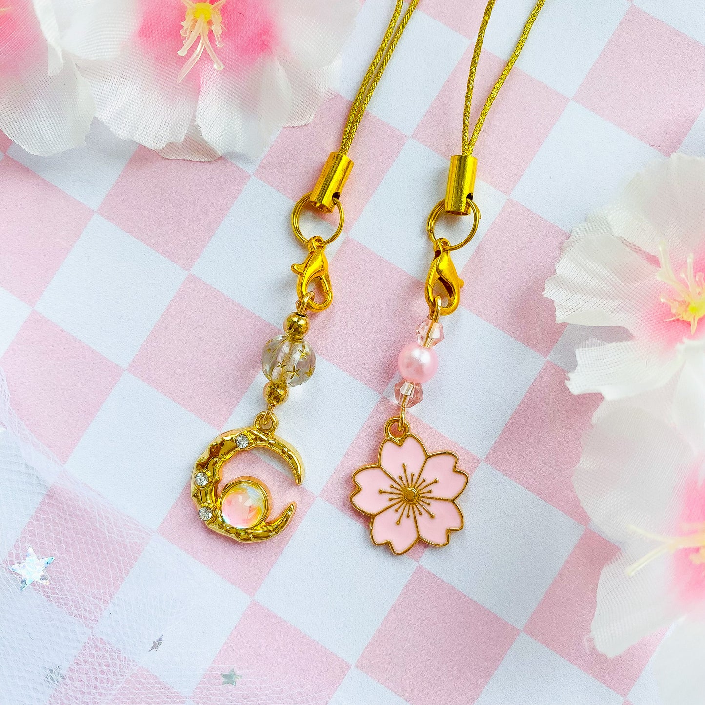 Cherry Blossom or Crescent Moon Phone Charm
