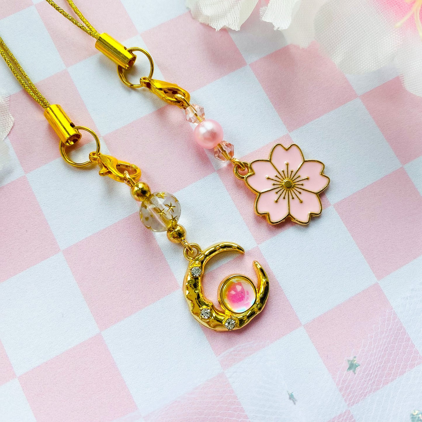 Cherry Blossom or Crescent Moon Phone Charm