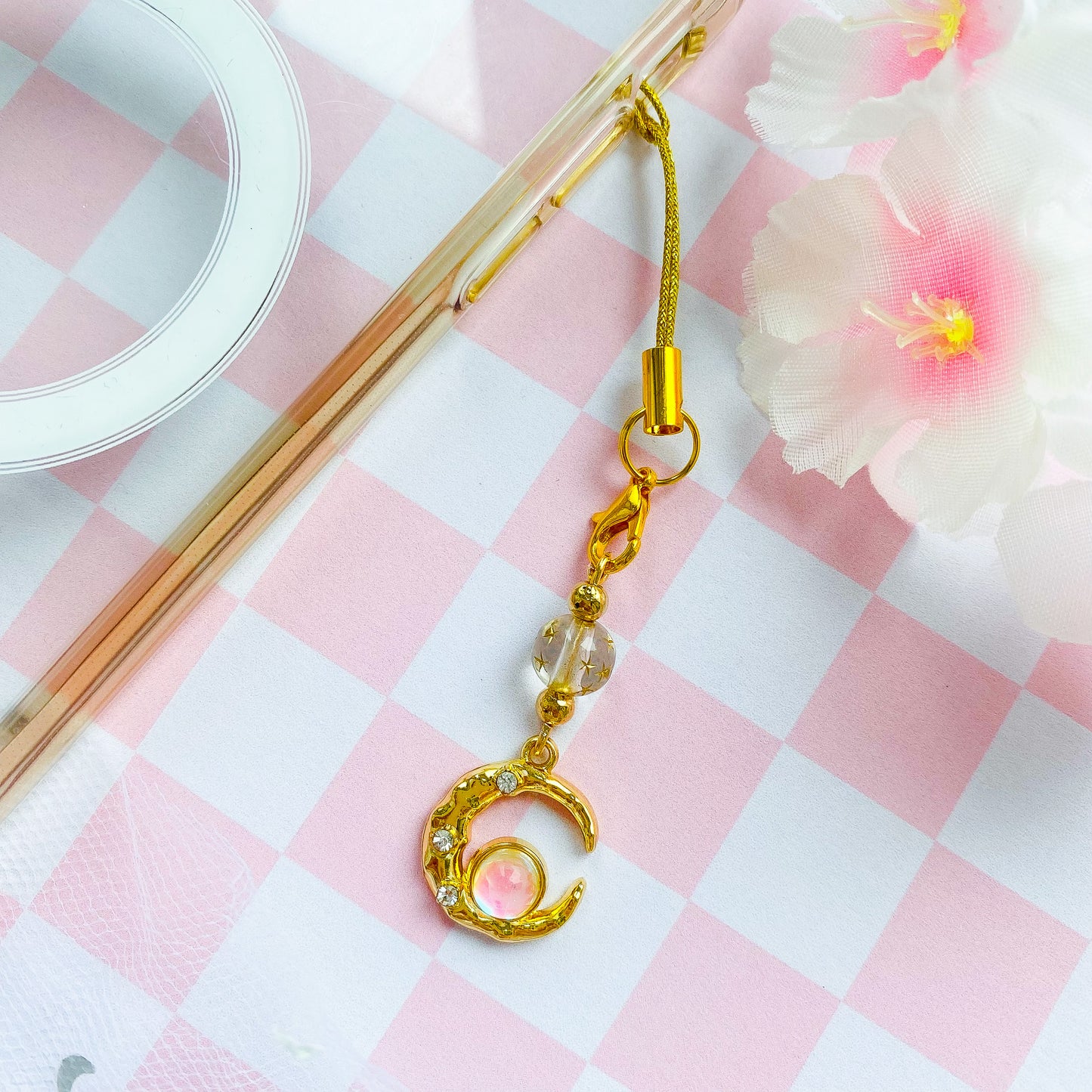 Cherry Blossom or Crescent Moon Phone Charm