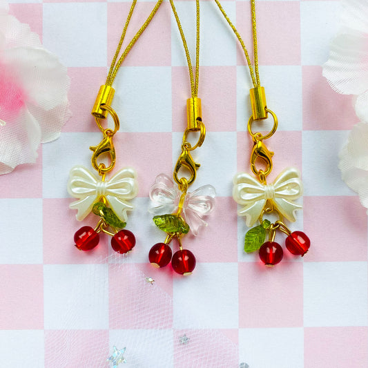 Cherries and Bow Phone Charms